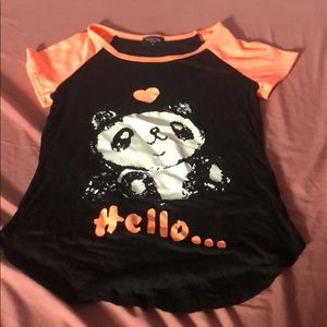 Kids black and pink shirt with white panda